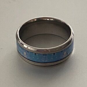 Stainless steel unisex Blue and Silver size 8 Ring NWOT